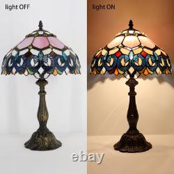 Vintage Tiffany Pink Baroque Stained Glass Table Lamp Bedside Reading Light 12