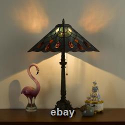 Vintage Tiffany Sea Blue Crystal Stained Glass Table Lamp Mission Style 12x24