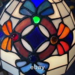 Vintage Tiffany Style 15 Tall Table Desk Stained Floral Glass Table Lamp