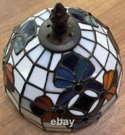 Vintage Tiffany Style 15 Tall Table Desk Stained Floral Glass Table Lamp