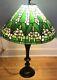 Vintage Tiffany Style 20 W Leaded Stained Glass Large Lamp /shade Green & Blue