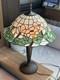 Vintage Tiffany Style 27 White Orchid Flowers Stained Glass Lamp Dual Bulb