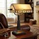 Vintage Tiffany Style Bankers Lamp Mission Stained Glass Desk Table Light Led