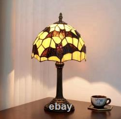 Vintage Tiffany Style Bat Stained Glass Table Lamp Gothic Bedside Light Decor