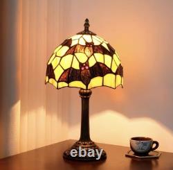 Vintage Tiffany Style Bat Stained Glass Table Lamp Gothic Bedside Light Decor