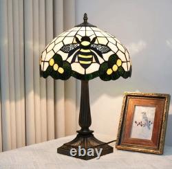 Vintage Tiffany Style Bee Stained Glass Table Lamp Bedside Light Home Decor Lamp