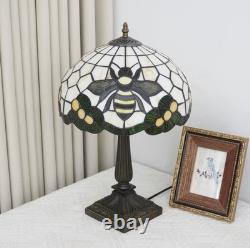 Vintage Tiffany Style Bee Stained Glass Table Lamp Bedside Light Home Decor Lamp