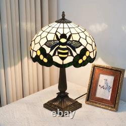 Vintage Tiffany Style Bee Stained Glass Table Lamp Bedside Light Home Decor Lamp
