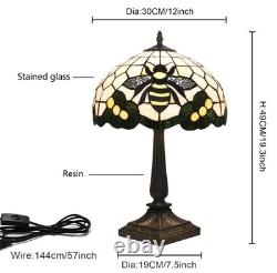 Vintage Tiffany Style Bee Stained Glass Table Lamp Bedside Light Home Decor Lamp