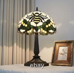 Vintage Tiffany Style Bee Stained Glass Table Lamp Bedside Light Home Decor Lamp