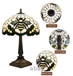 Vintage Tiffany Style Bee Stained Glass Table Lamp Bedside Light Home Decor Lamp