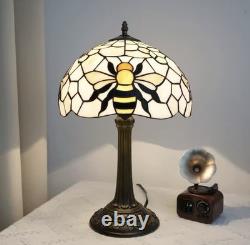 Vintage Tiffany Style Bee Stained Glass Table Lamp Bedside Night Light Decor