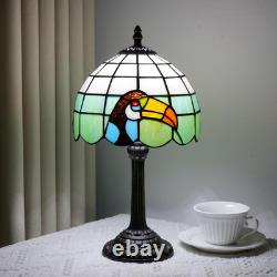 Vintage Tiffany Style Big Billed Bird Stained Glass Table Lamp Accent Light