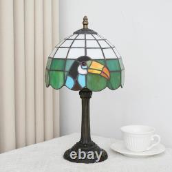 Vintage Tiffany Style Big Billed Bird Stained Glass Table Lamp Accent Light