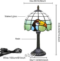 Vintage Tiffany Style Big Billed Bird Stained Glass Table Lamp Accent Light