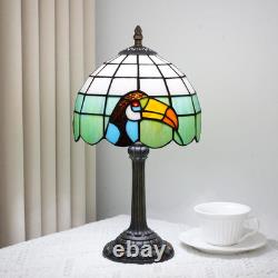 Vintage Tiffany Style Big Billed Bird Stained Glass Table Lamp Accent Light