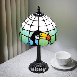 Vintage Tiffany Style Big Billed Bird Stained Glass Table Lamp Accent Light