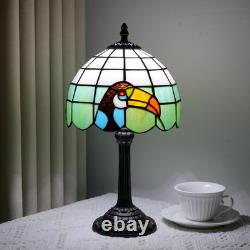 Vintage Tiffany Style Big Billed Bird Stained Glass Table Lamp Accent Light