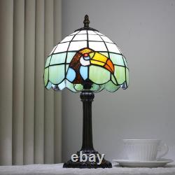 Vintage Tiffany Style Big Billed Bird Stained Glass Table Lamp Accent Light