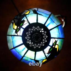 Vintage Tiffany Style Black Cat Stained Glass Table Lamp Bedside Night Light