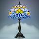 Vintage Tiffany Style Blue Baroque Stained Glass Table Lamp 12 Vintage Bedside