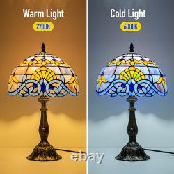 Vintage Tiffany Style Blue Baroque Stained Glass Table Lamp 12 Vintage Bedside