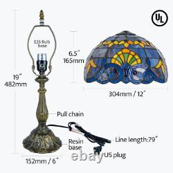 Vintage Tiffany Style Blue Baroque Stained Glass Table Lamp 12 Vintage Bedside