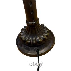 Vintage Tiffany Style Blue Glass Jewels And Roses Stained Glass 26.5 Tall Lamp