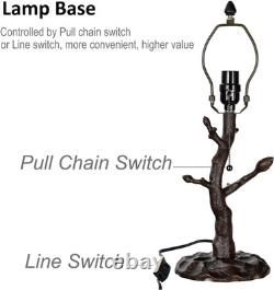 Vintage Tiffany Style Cardinal Bird Stained Glass Table Lamp Branch Base Light