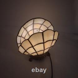 Vintage Tiffany Style Clam Shell, Stained Glass 7-8 Tall Art Deco Lamp