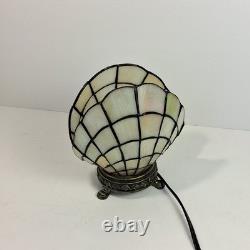 Vintage Tiffany Style Clam Shell, Stained Glass 7-8 Tall Art Deco Lamp