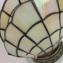 Vintage Tiffany Style Clam Shell, Stained Glass 7-8 Tall Art Deco Lamp