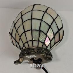 Vintage Tiffany Style Clam Shell, Stained Glass 7-8 Tall Art Deco Lamp