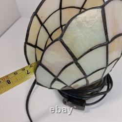 Vintage Tiffany Style Clam Shell, Stained Glass 7-8 Tall Art Deco Lamp