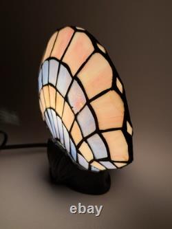 Vintage Tiffany Style Clam Shell Stained Glass Lamp Pink Purple