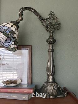 Vintage Tiffany Style Daffodil Stained Glass Bridge Arm Lamp Art Deco Flowers