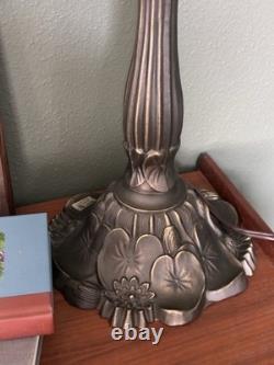 Vintage Tiffany Style Daffodil Stained Glass Bridge Arm Lamp Art Deco Flowers
