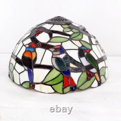 Vintage Tiffany Style Double Birds Stained Glass Table Lamp Bedside Light