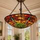 Vintage Tiffany Style Dragonfly Stained Glass Hanging Lamp Chandelier Light