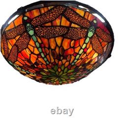 Vintage Tiffany Style Dragonfly Stained Glass Hanging Lamp Chandelier Light