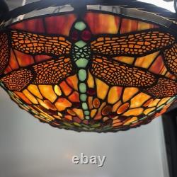 Vintage Tiffany Style Dragonfly Stained Glass Hanging Lamp Chandelier Light