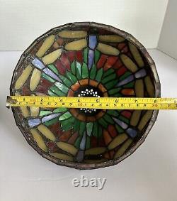 Vintage Tiffany Style Dragonfly Table Accent Lamp Stained Glass 11 H x 8 D