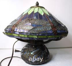 Vintage Tiffany Style Dragonfly Table Lamp Stained Glass Mediterranean Lights