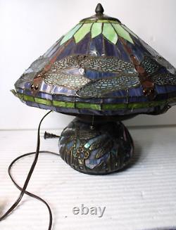 Vintage Tiffany Style Dragonfly Table Lamp Stained Glass Mediterranean Lights