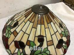 Vintage Tiffany Style Floral Pattern Stained Glass Large 24 w Lamp Shade