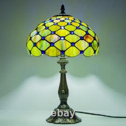 Vintage Tiffany Style Gradient Green Stained Glass Table Lamp 18 Bedside Light