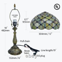 Vintage Tiffany Style Gradient Green Stained Glass Table Lamp 18 Bedside Light