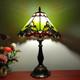 Vintage Tiffany Style Green Baroque Stained Glass Table Lamp 3-way Decor Light