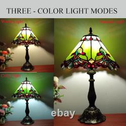 Vintage Tiffany Style Green Baroque Stained Glass Table Lamp 3-Way Decor Light