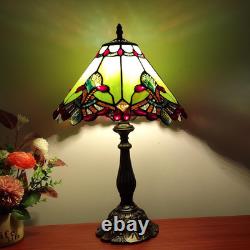 Vintage Tiffany Style Green Baroque Stained Glass Table Lamp 3-Way Decor Light